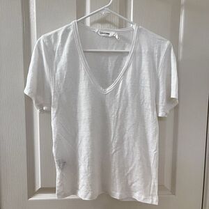 Isabel Marant Étoile V-Neck Short Sleeve Top 100% Linen Off-White Women's Large